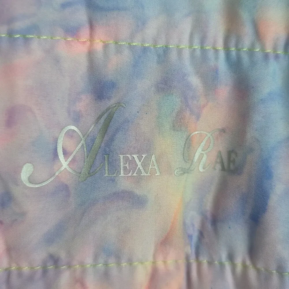 Alexa Rae Tie Dye Pastels Colorful Hooded Puffer Jacket Kids Size Large 16 NWT